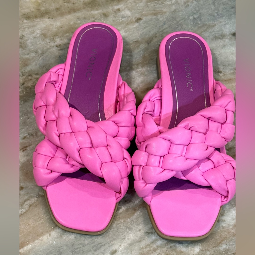Women’s VIONIC Kalina hot pink braided slide sandals- Size 10 - Picture 3 of 6
